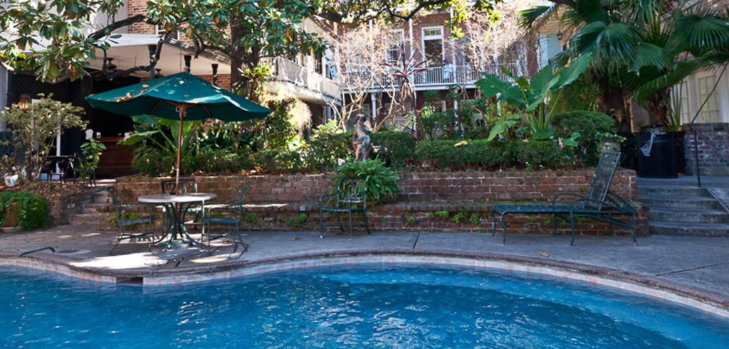 beautiful shaded courtyard pool at the Place D'Armes