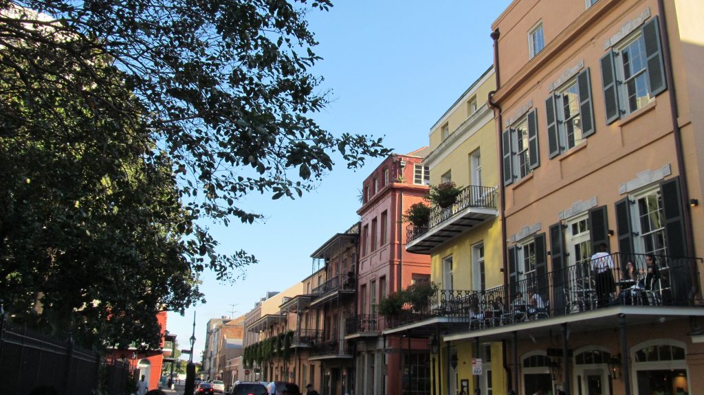 New Orleans street view of balconies